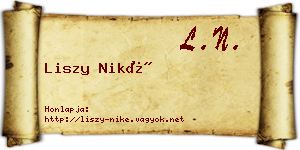 Liszy Niké névjegykártya